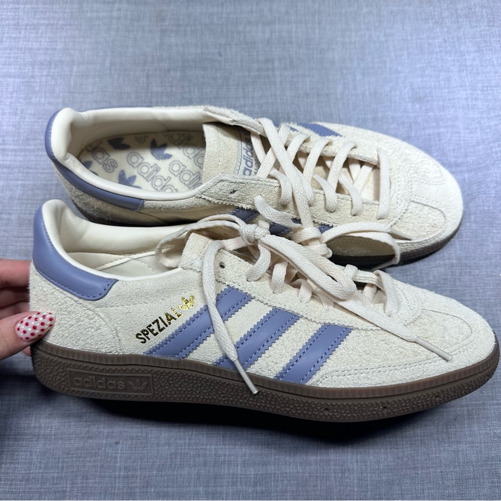 Adidas Handball Spezial Logo Print Sneakers in Silver Violet Size 8 - Picture 4 of 9